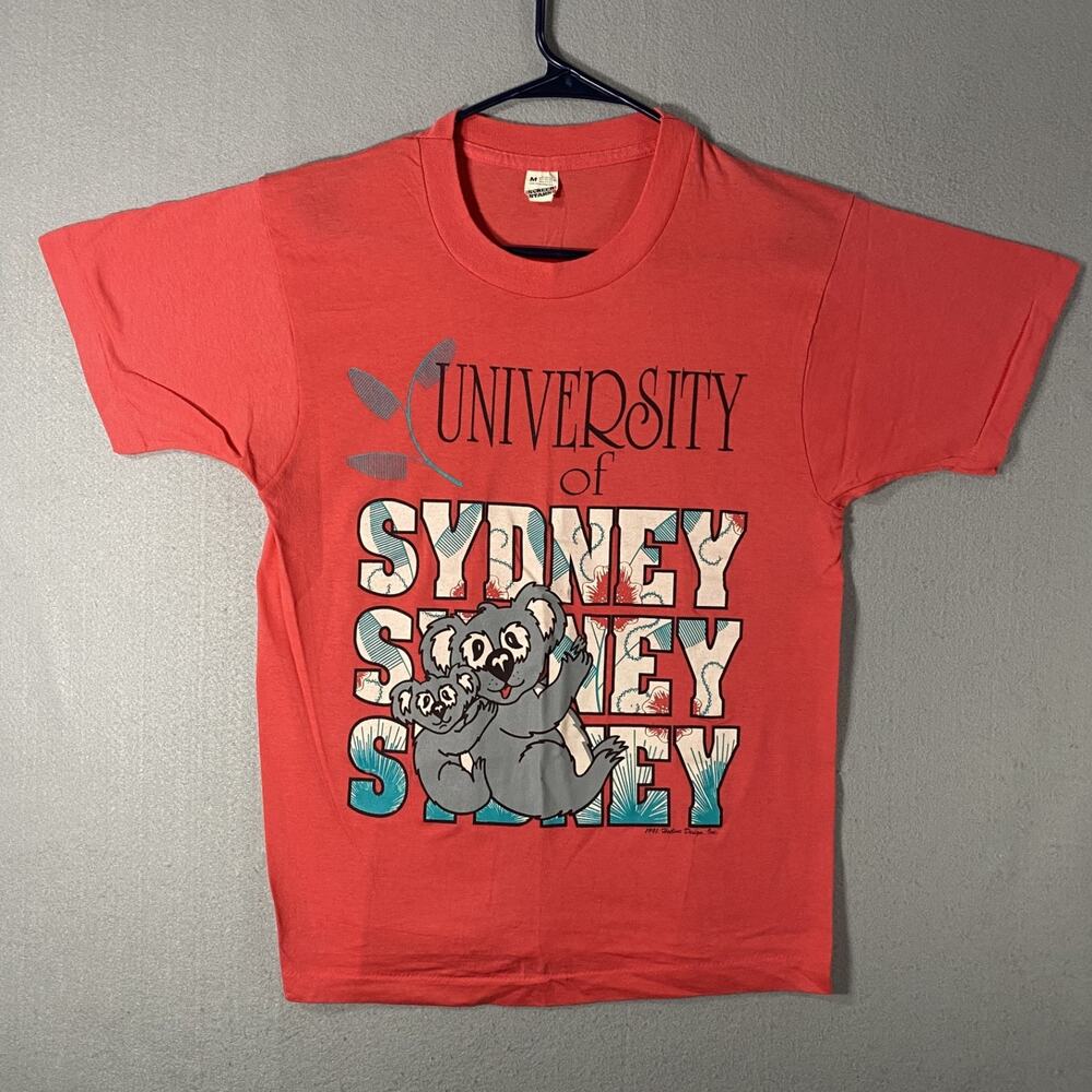Vintage University of Sydney Koala Red T Shirt Size Medium 1991 USA Made